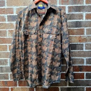 Roundtree & Yorke Brown Leaf Camo Button Down Shirt NWT Men’s Small